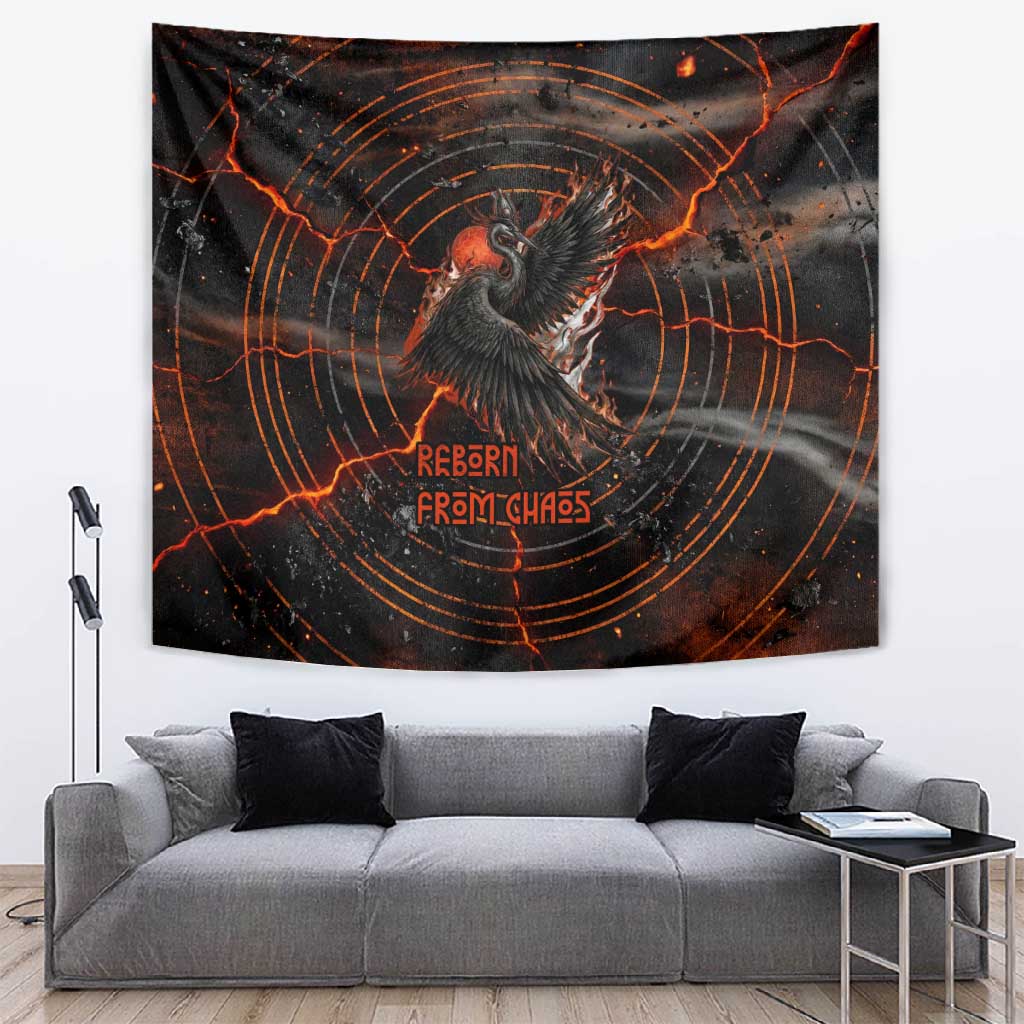Bennu Tapestry Ancient Egyptian Lava Crack Texture, Phoenix Firebird and Reborn from Chaos - Wonder Print Shop