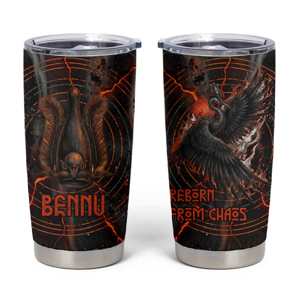 Bennu Tumbler Cup Ancient Egyptian Lava Crack Texture, Phoenix Firebird and Reborn from Chaos - Wonder Print Shop