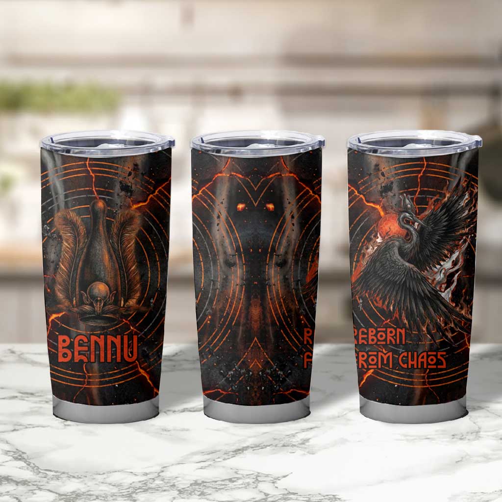 Bennu Tumbler Cup Ancient Egyptian Lava Crack Texture, Phoenix Firebird and Reborn from Chaos - Wonder Print Shop