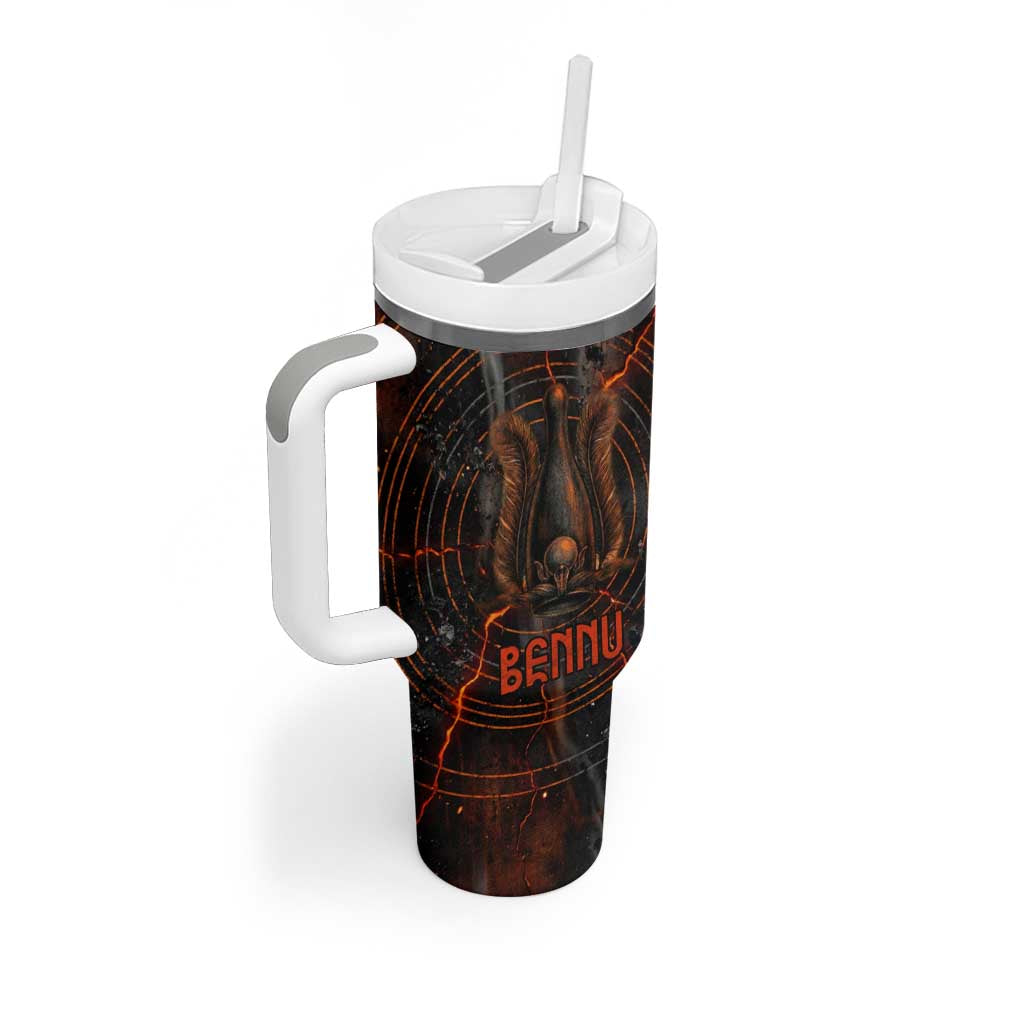 Bennu Tumbler With Handle Ancient Egyptian Lava Crack Texture, Phoenix Firebird and Reborn from Chaos - Wonder Print Shop