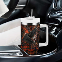 Bennu Tumbler With Handle Ancient Egyptian Lava Crack Texture, Phoenix Firebird and Reborn from Chaos - Wonder Print Shop