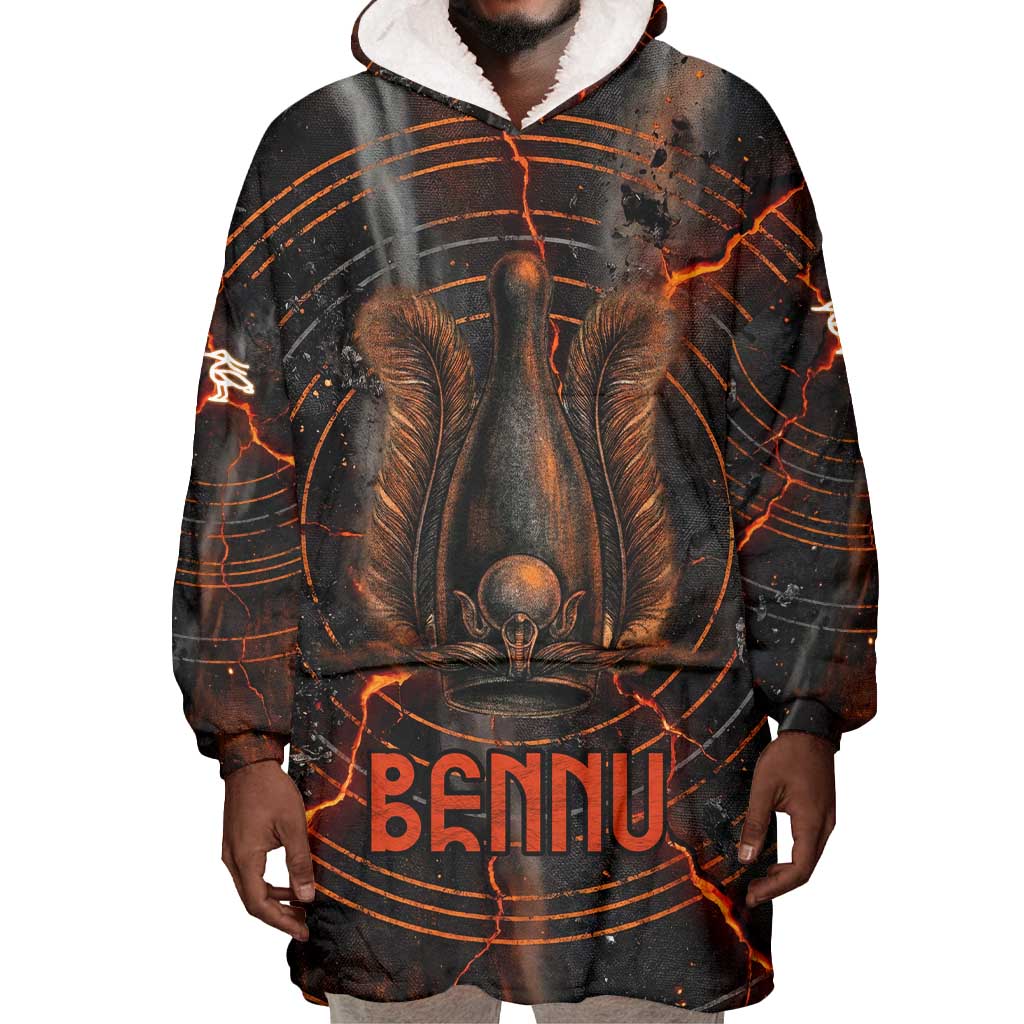Bennu Wearable Blanket Hoodie Ancient Egyptian Lava Crack Texture, Phoenix Firebird and Reborn from Chaos - Wonder Print Shop