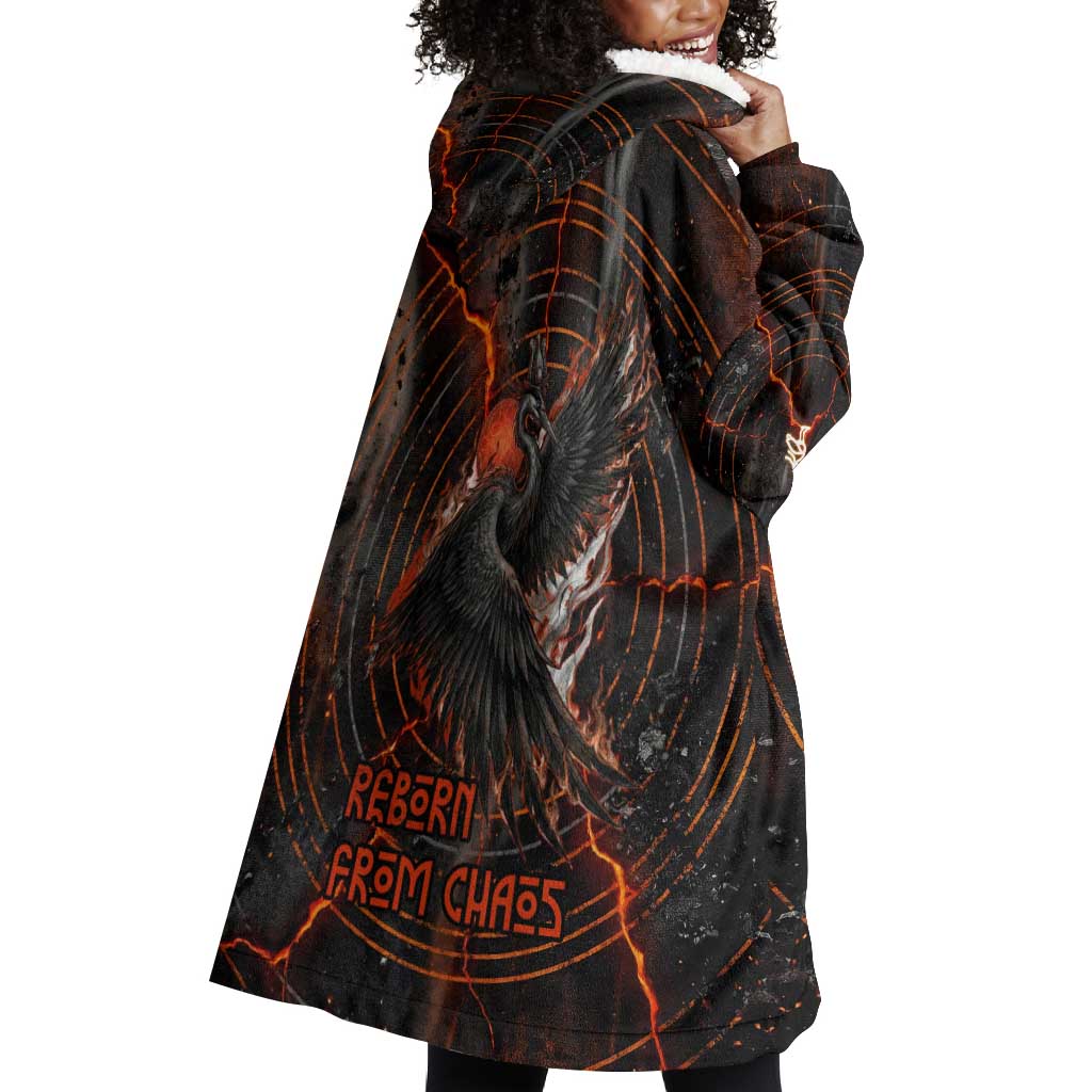 Bennu Wearable Blanket Hoodie Ancient Egyptian Lava Crack Texture, Phoenix Firebird and Reborn from Chaos - Wonder Print Shop