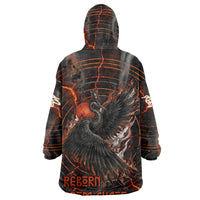 Bennu Wearable Blanket Hoodie Ancient Egyptian Lava Crack Texture, Phoenix Firebird and Reborn from Chaos - Wonder Print Shop