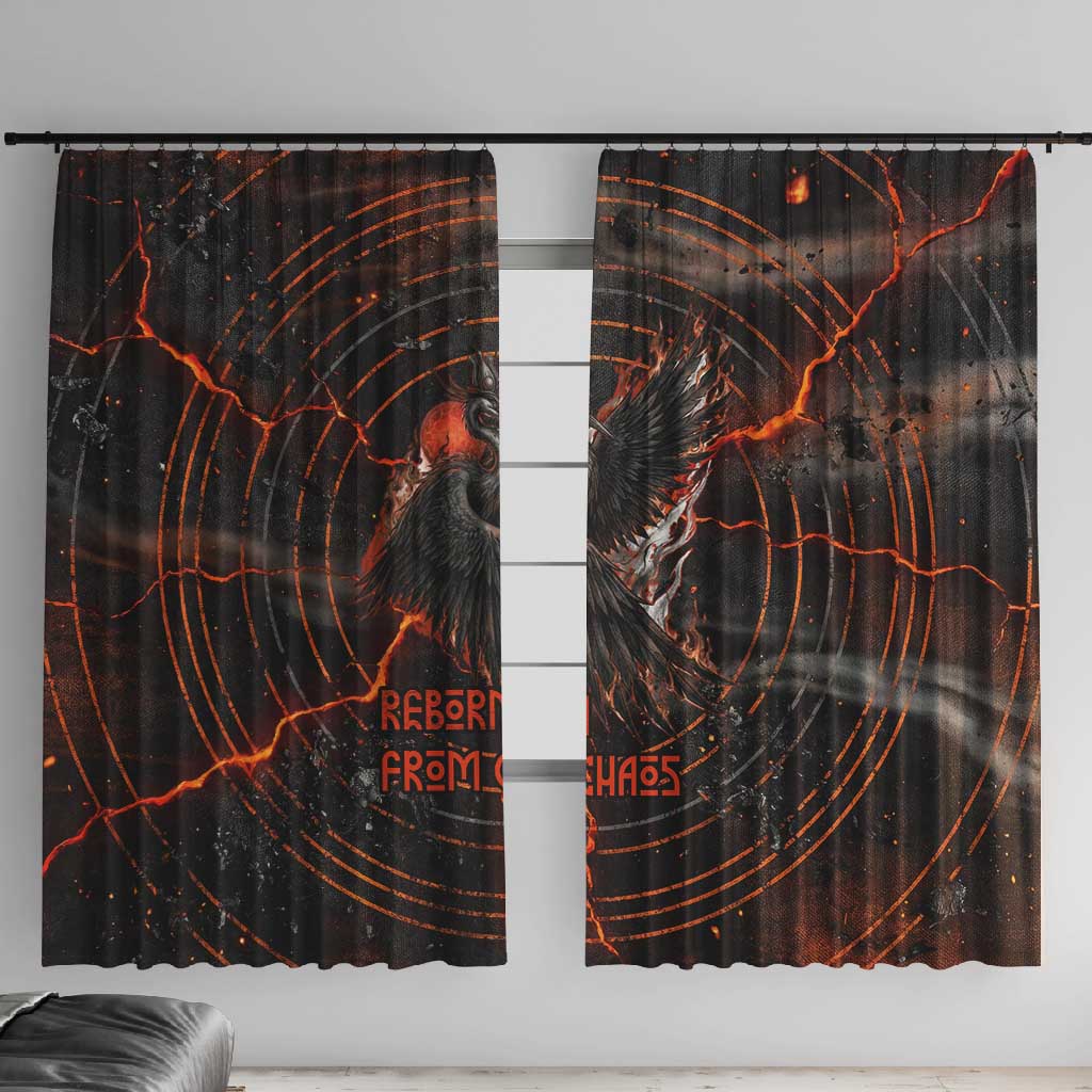 Bennu Window Curtain Ancient Egyptian Lava Crack Texture, Phoenix Firebird and Reborn from Chaos - Wonder Print Shop