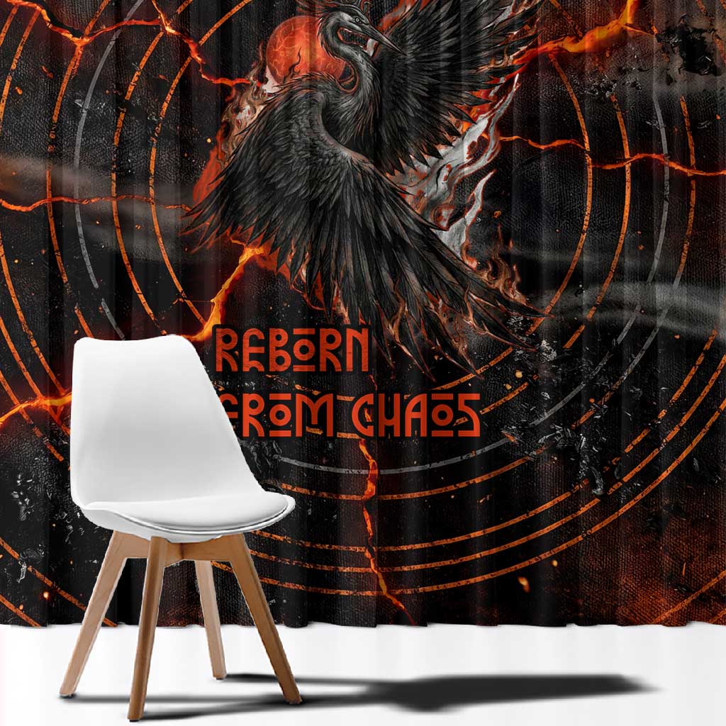 Bennu Window Curtain Ancient Egyptian Lava Crack Texture, Phoenix Firebird and Reborn from Chaos - Wonder Print Shop