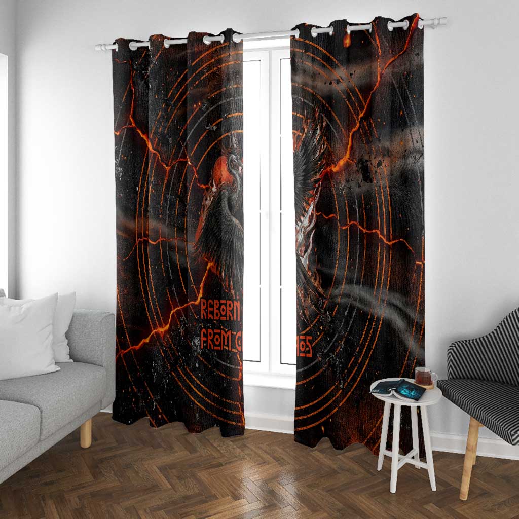 Bennu Window Curtain Ancient Egyptian Lava Crack Texture, Phoenix Firebird and Reborn from Chaos - Wonder Print Shop