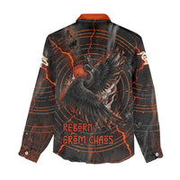 Bennu Women Casual Shirt Ancient Egyptian Lava Crack Texture, Phoenix Firebird and Reborn from Chaos - Wonder Print Shop