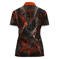 Bennu Women Polo Shirt Ancient Egyptian Lava Crack Texture, Phoenix Firebird and Reborn from Chaos - Wonder Print Shop