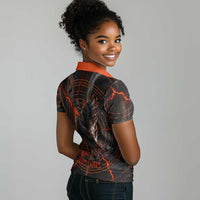 Bennu Women Polo Shirt Ancient Egyptian Lava Crack Texture, Phoenix Firebird and Reborn from Chaos - Wonder Print Shop