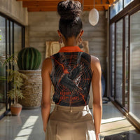 Bennu Women Sleeveless Polo Shirt Ancient Egyptian Lava Crack Texture, Phoenix Firebird and Reborn from Chaos - Wonder Print Shop