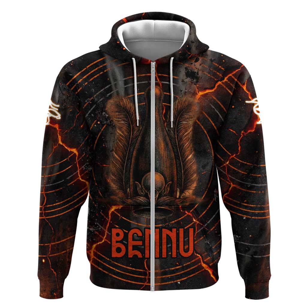 Bennu Zip Hoodie Ancient Egyptian Lava Crack Texture, Phoenix Firebird and Reborn from Chaos - Wonder Print Shop