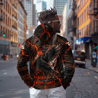Bennu Zip Hoodie Ancient Egyptian Lava Crack Texture, Phoenix Firebird and Reborn from Chaos - Wonder Print Shop