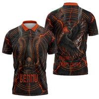 Bennu Zipper Polo Shirt Ancient Egyptian Lava Crack Texture, Phoenix Firebird and Reborn from Chaos - Wonder Print Shop