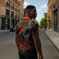 Bennu Zipper Polo Shirt Ancient Egyptian Lava Crack Texture, Phoenix Firebird and Reborn from Chaos - Wonder Print Shop