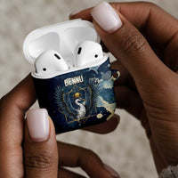 Bennu Ancient Egyptian AirPods Case with Deep Blue Ink Wash, Winged Bennu Bird and Soul of Ra - Wonder Print Shop