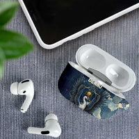 Bennu Ancient Egyptian AirPods Case with Deep Blue Ink Wash, Winged Bennu Bird and Soul of Ra - Wonder Print Shop