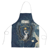 Bennu Ancient Egyptian Apron with Deep Blue Ink Wash, Winged Bennu Bird and Soul of Ra - Wonder Print Shop