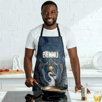 Bennu Ancient Egyptian Apron with Deep Blue Ink Wash, Winged Bennu Bird and Soul of Ra - Wonder Print Shop