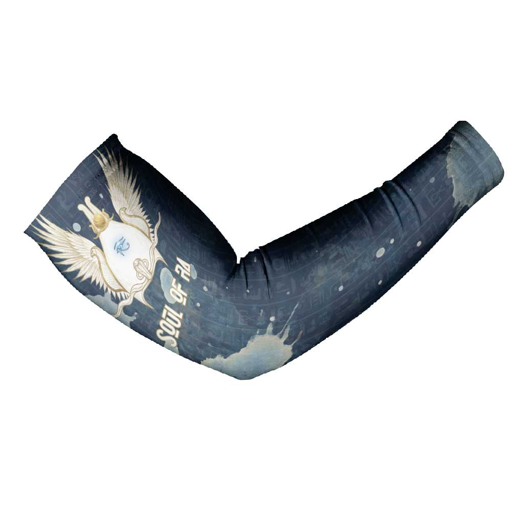 Bennu Ancient Egyptian Arm Sleeves with Deep Blue Ink Wash, Winged Bennu Bird and Soul of Ra - Wonder Print Shop