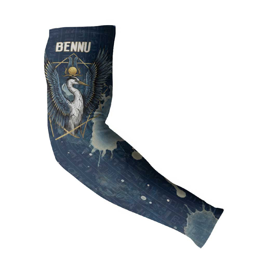 Bennu Ancient Egyptian Arm Sleeves with Deep Blue Ink Wash, Winged Bennu Bird and Soul of Ra - Wonder Print Shop