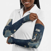 Bennu Ancient Egyptian Arm Sleeves with Deep Blue Ink Wash, Winged Bennu Bird and Soul of Ra - Wonder Print Shop