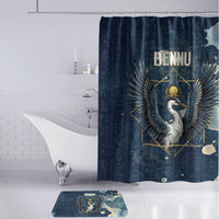 Bennu Ancient Egyptian Bathroom Set with Deep Blue Ink Wash, Winged Bennu Bird and Soul of Ra - Wonder Print Shop