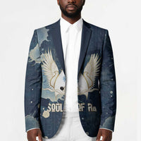 Bennu Ancient Egyptian Blazer with Deep Blue Ink Wash, Winged Bennu Bird and Soul of Ra - Wonder Print Shop