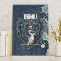 Bennu Ancient Egyptian Canvas Wall Art with Deep Blue Ink Wash, Winged Bennu Bird and Soul of Ra - Wonder Print Shop