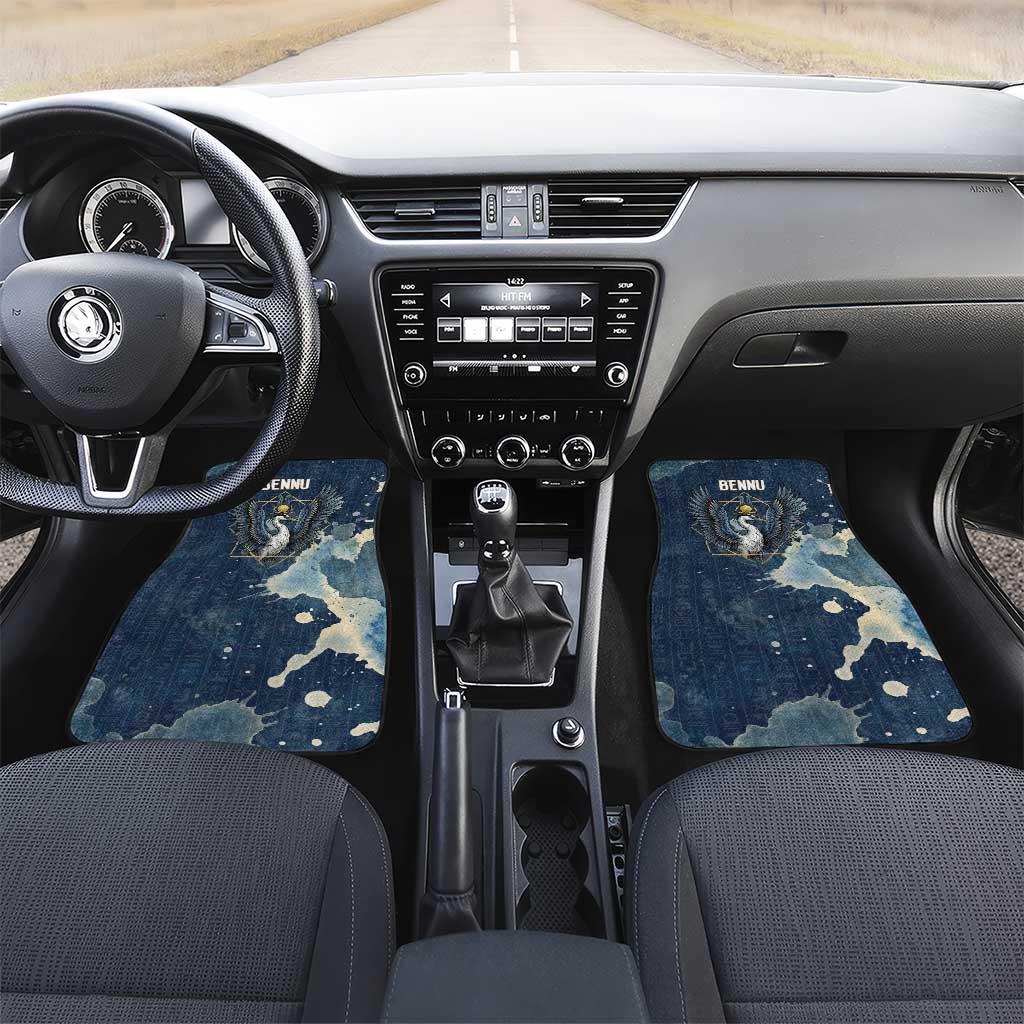 Bennu Ancient Egyptian Car Mats with Deep Blue Ink Wash, Winged Bennu Bird and Soul of Ra - Wonder Print Shop