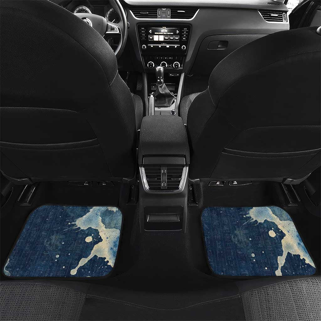 Bennu Ancient Egyptian Car Mats with Deep Blue Ink Wash, Winged Bennu Bird and Soul of Ra - Wonder Print Shop
