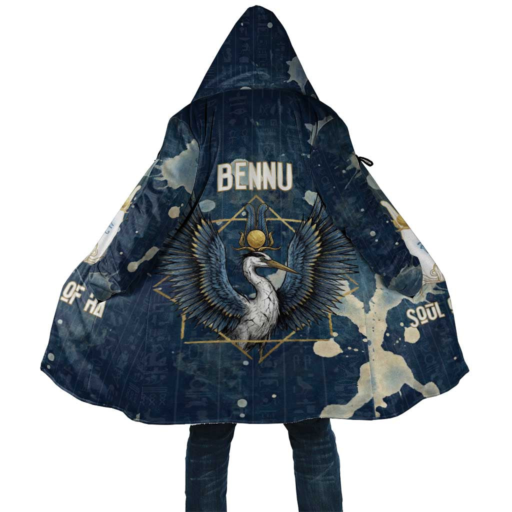 Bennu Ancient Egyptian Cloak with Deep Blue Ink Wash, Winged Bennu Bird and Soul of Ra - Wonder Print Shop