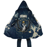 Bennu Ancient Egyptian Cloak with Deep Blue Ink Wash, Winged Bennu Bird and Soul of Ra - Wonder Print Shop