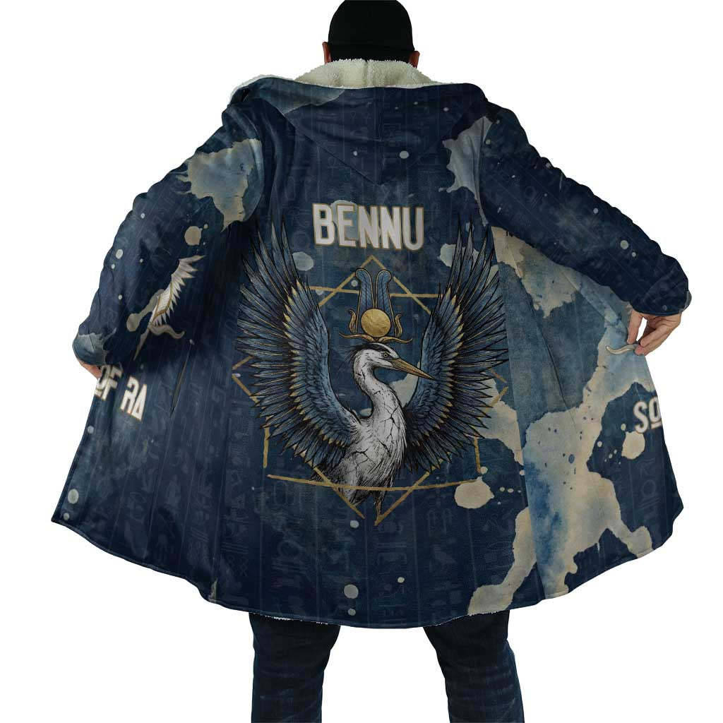Bennu Ancient Egyptian Cloak with Deep Blue Ink Wash, Winged Bennu Bird and Soul of Ra - Wonder Print Shop