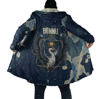 Bennu Ancient Egyptian Cloak with Deep Blue Ink Wash, Winged Bennu Bird and Soul of Ra - Wonder Print Shop