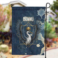 Bennu Ancient Egyptian Garden Flag with Deep Blue Ink Wash, Winged Bennu Bird and Soul of Ra - Wonder Print Shop