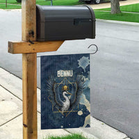 Bennu Ancient Egyptian Garden Flag with Deep Blue Ink Wash, Winged Bennu Bird and Soul of Ra - Wonder Print Shop
