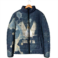Bennu Ancient Egyptian Padded Jacket with Deep Blue Ink Wash, Winged Bennu Bird and Soul of Ra - Wonder Print Shop