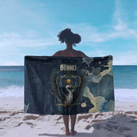 Bennu Ancient Egyptian Sarong with Deep Blue Ink Wash, Winged Bennu Bird and Soul of Ra - Wonder Print Shop