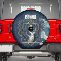Bennu Ancient Egyptian Spare Tire Cover with Deep Blue Ink Wash, Winged Bennu Bird and Soul of Ra - Wonder Print Shop