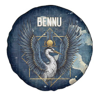 Bennu Ancient Egyptian Spare Tire Cover with Deep Blue Ink Wash, Winged Bennu Bird and Soul of Ra - Wonder Print Shop