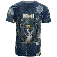 Bennu Ancient Egyptian T shirt with Deep Blue Ink Wash, Winged Bennu Bird and Soul of Ra - Wonder Print Shop
