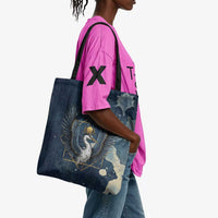 Bennu Ancient Egyptian Tote Bag with Deep Blue Ink Wash, Winged Bennu Bird and Soul of Ra - Wonder Print Shop