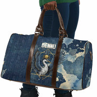 Bennu Ancient Egyptian Travel Bag with Deep Blue Ink Wash, Winged Bennu Bird and Soul of Ra - Wonder Print Shop