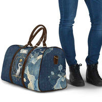 Bennu Ancient Egyptian Travel Bag with Deep Blue Ink Wash, Winged Bennu Bird and Soul of Ra - Wonder Print Shop