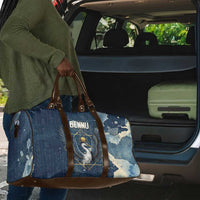 Bennu Ancient Egyptian Travel Bag with Deep Blue Ink Wash, Winged Bennu Bird and Soul of Ra - Wonder Print Shop