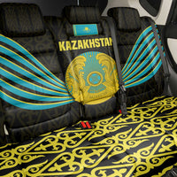 Kazakhstan National Emblem Back Car Seat Cover with Black Tribal Pattern and Sun Eagle Motif