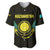 Kazakhstan National Emblem Baseball Jersey with Black Tribal Pattern and Sun Eagle Motif