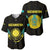 Kazakhstan National Emblem Baseball Jersey with Black Tribal Pattern and Sun Eagle Motif