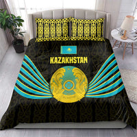 Kazakhstan National Emblem Bedding Set with Black Tribal Pattern and Sun Eagle Motif